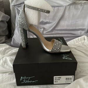 Beatty Johnson silver rhinestone heels